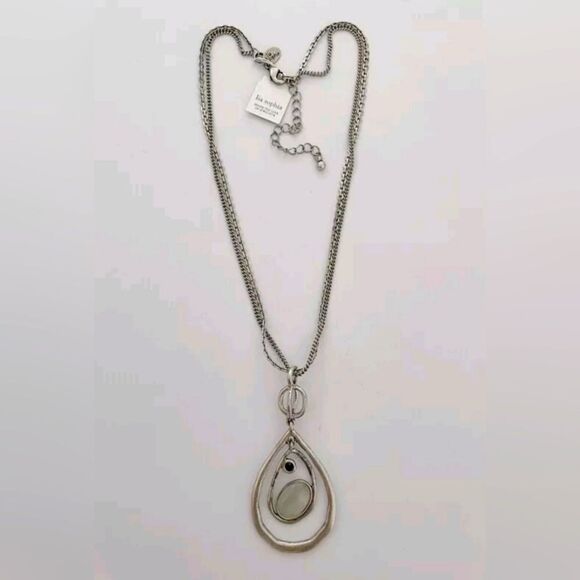 LIA SOPHIA SILVER TONE 2 STRAND RESIN 16"-19" NECKLACE NWT - Picture 1 of 5